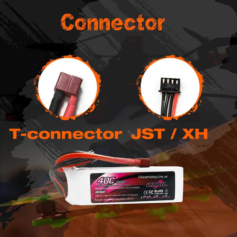 2pcs CNHL 2S 7.4V Lipo Battery 2200mAh 40C 70C With T Deans XT60 Plug for FPV Quadcopter Drone Airplane Helicopter Car Hobby