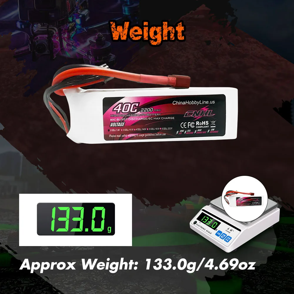 2pcs CNHL 2S 7.4V Lipo Battery 2200mAh 40C 70C With T Deans XT60 Plug for FPV Quadcopter Drone Airplane Helicopter Car Hobby