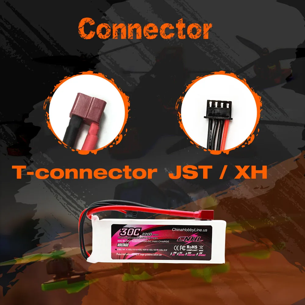 2pcs CNHL 2S 7.4V Lipo Battery 2200mAh 40C 70C With T Deans XT60 Plug for FPV Quadcopter Drone Airplane Helicopter Car Hobby