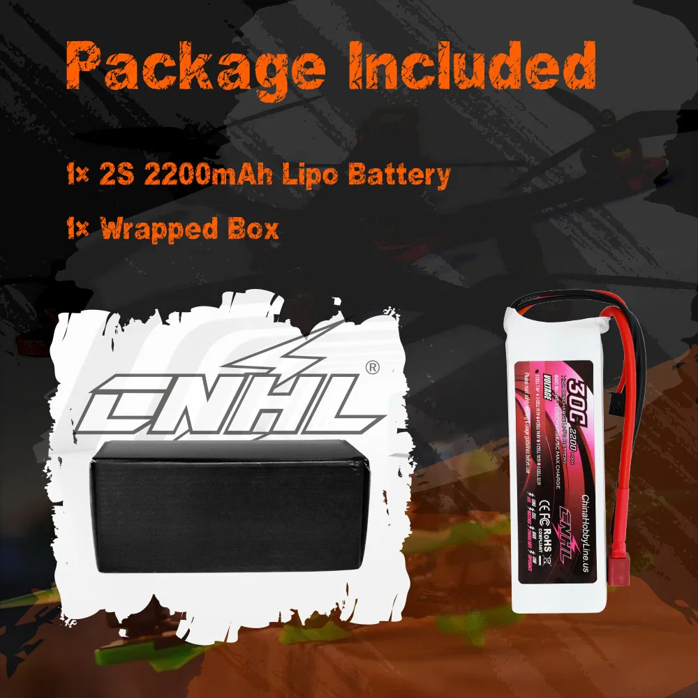 2pcs CNHL 2S 7.4V Lipo Battery 2200mAh 40C 70C With T Deans XT60 Plug for FPV Quadcopter Drone Airplane Helicopter Car Hobby