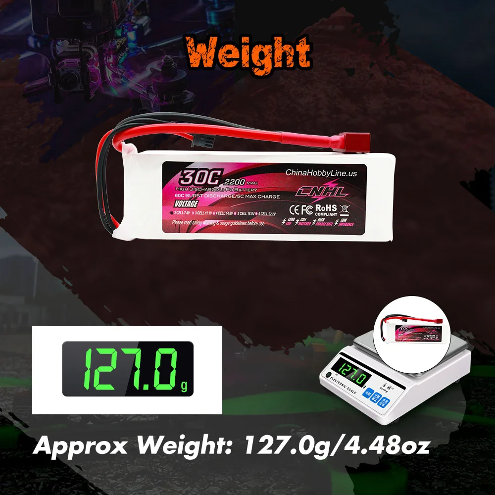 2pcs CNHL 2S 7.4V Lipo Battery 2200mAh 40C 70C With T Deans XT60 Plug for FPV Quadcopter Drone Airplane Helicopter Car Hobby