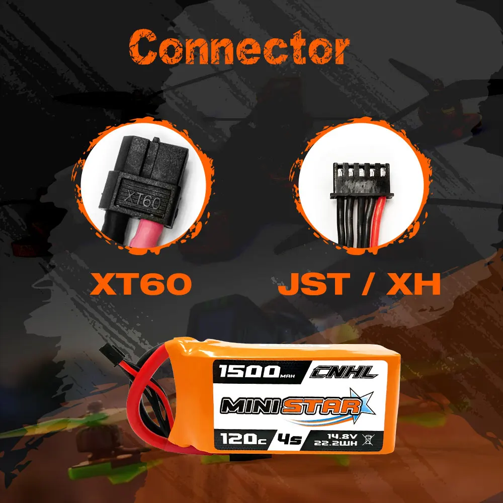 2PCS CNHL 4S 14.8V Lipo Battery 1300mAh 1500mAh 1800mAh 120C Ministar Series With XT60 Plug For RC FPV Drone Quadcopter Airplane