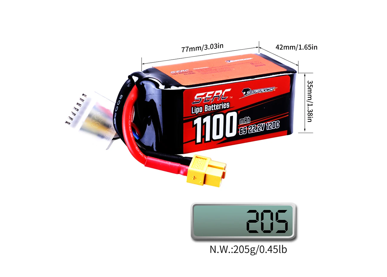 Sunpadow 22.2V 6S Lipo Battery 1100 1300mAh 1500mAh 120C Soft Pack with XT60 Plug for RC FPV Helicopter Airplane Drone Racing