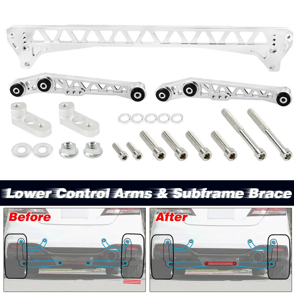 Hot sale Chassis Parts Billet Rear Lower Control Arms + Subframe Brace for Honda Civic EG 92-95 or 1994-2001 Acura Integra
