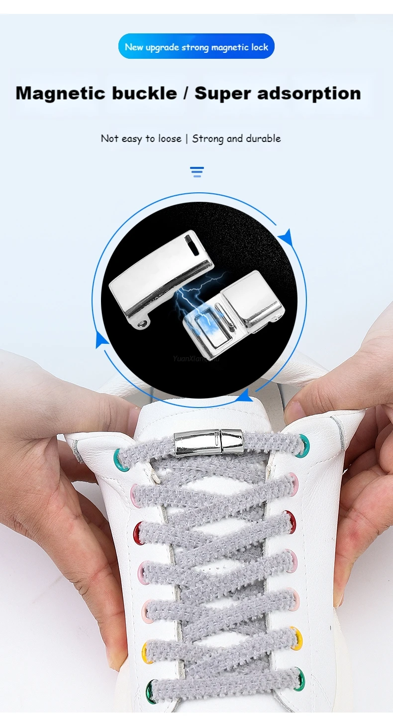 Magnetic Lock Shoelaces Boots Plush Laces Kids Adult Elastic No tie Shoe laces Sneakers for Shoelace One Size Fits All Shoes