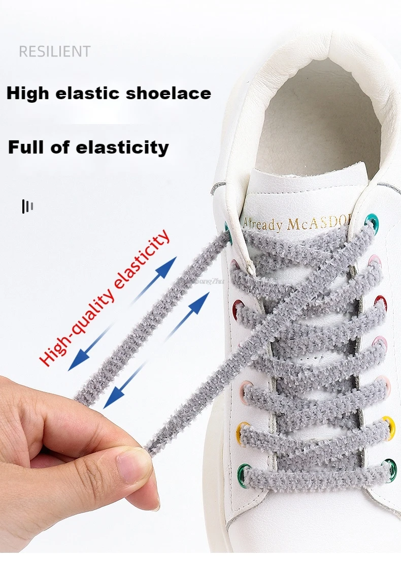 Magnetic Lock Shoelaces Boots Plush Laces Kids Adult Elastic No tie Shoe laces Sneakers for Shoelace One Size Fits All Shoes