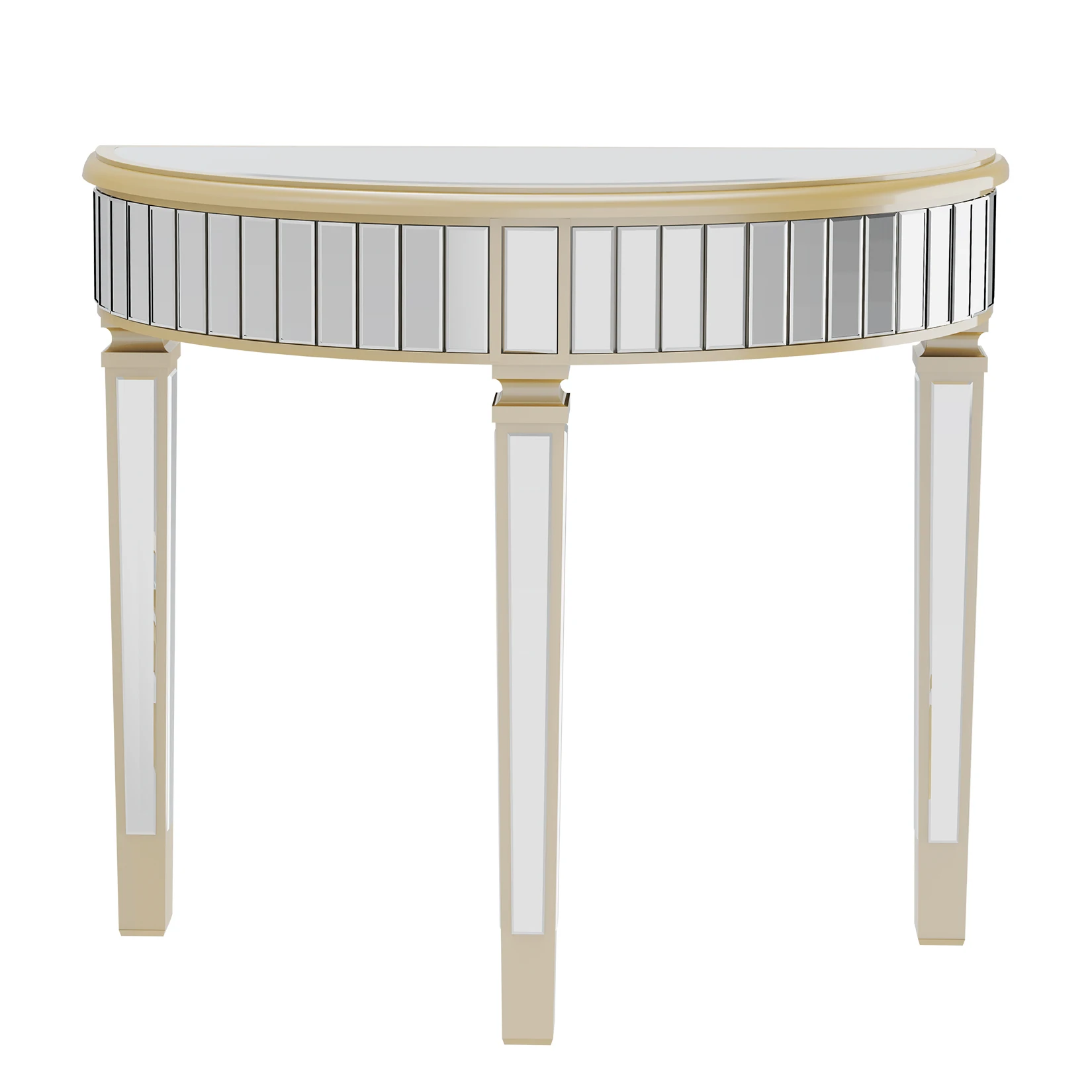 Half Moon Console Table Modern Silver Mirrored Living Room Console Entryway Table