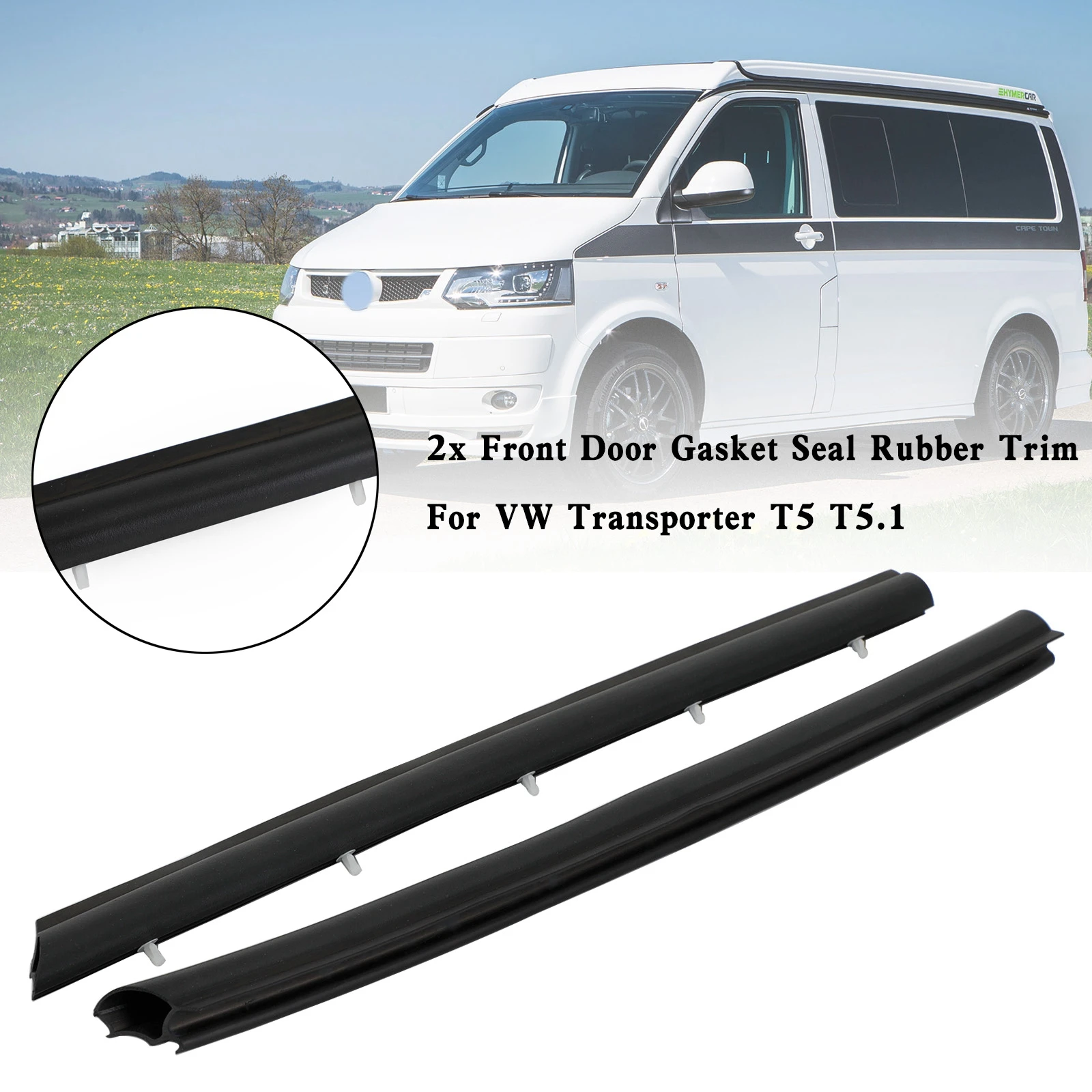 Areyourshop 2x Front Door Gasket Seal Rubber Trim for VW Transporter T5 T5.1 Car Accessories Part