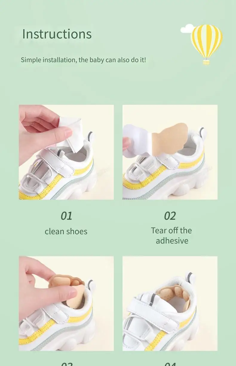 Heel Protectors kids Shoes Heels Cushion Shoe Pads for Child Stickers Inserts Adjustable Size Shoes Insoles Foot Pain Relievers