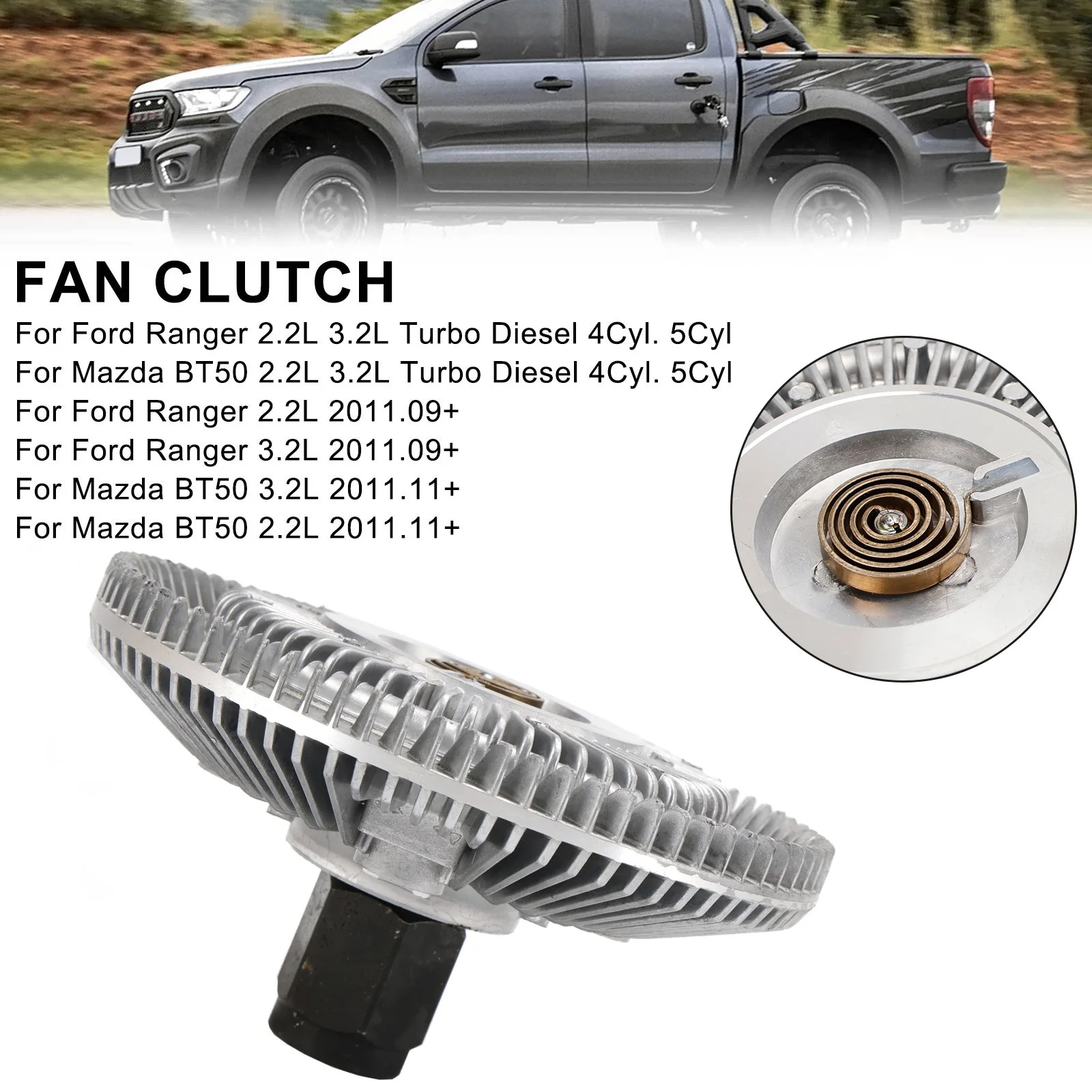 Areyourshop Fan Clutch 115835 Fit for Ford Ranger Fit for Mazda BT50 2.2L 3.2L Turbo Diesel Replace Car Accessories