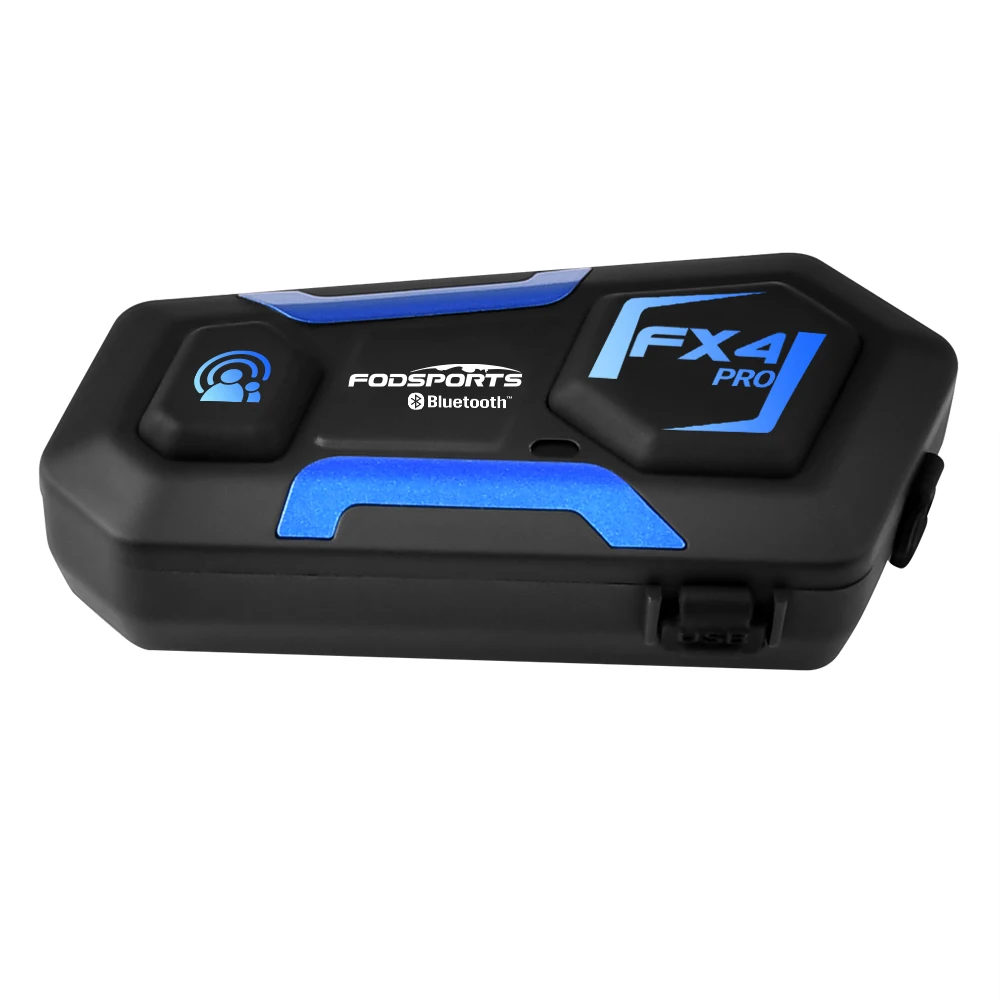 Fodsports FX4 Pro Helmet Intercom 4 Rider 1000m Group BT Interphone Motorcycle Helmet Bluetooth Headset Intercomunicador FM