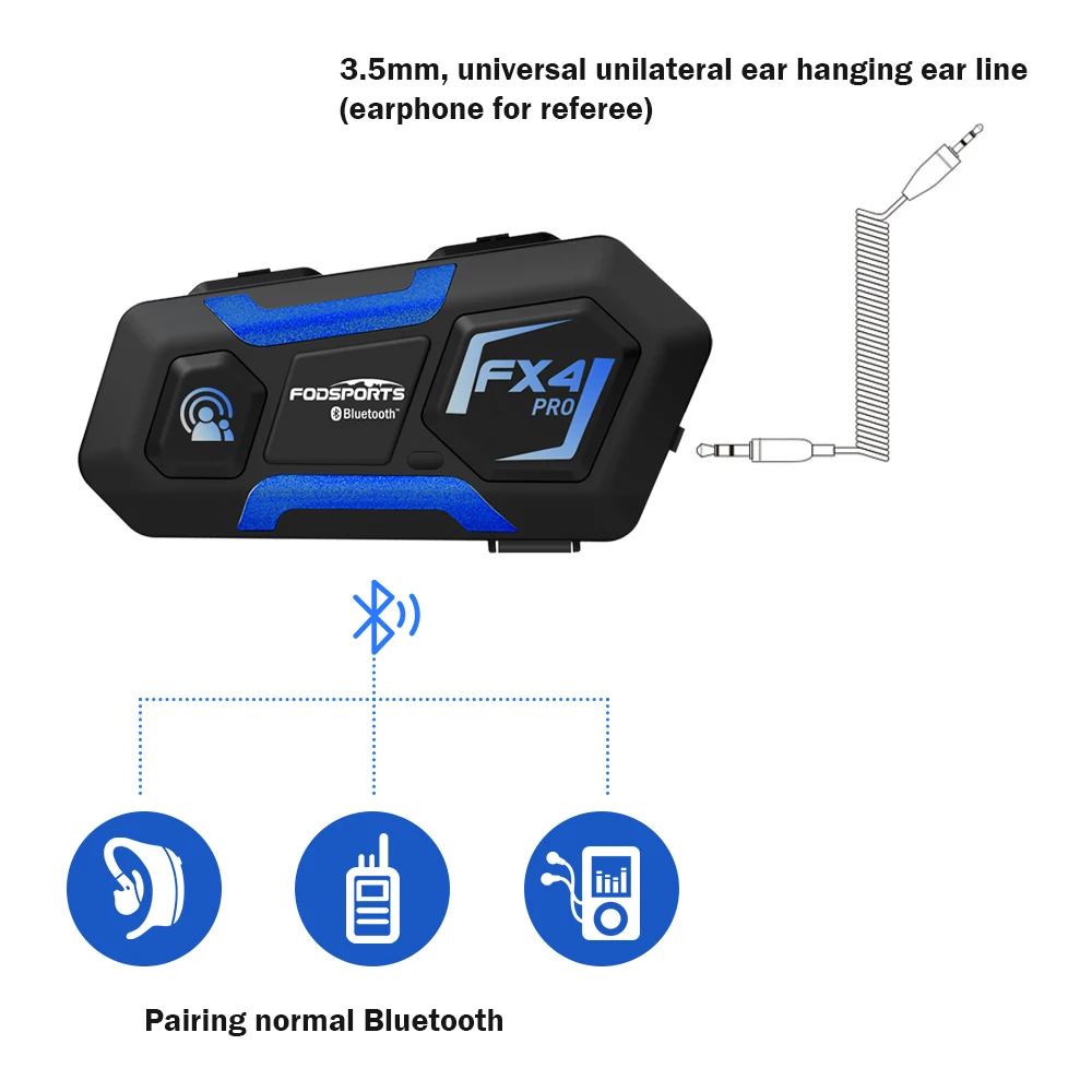 Fodsports FX4 Pro Helmet Intercom 4 Rider 1000m Group BT Interphone Motorcycle Helmet Bluetooth Headset Intercomunicador FM