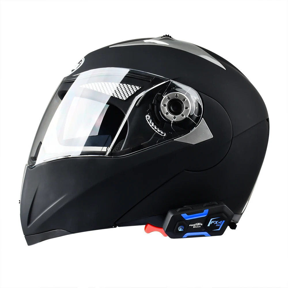 Fodsports FX4 Pro Helmet Intercom 4 Rider 1000m Group BT Interphone Motorcycle Helmet Bluetooth Headset Intercomunicador FM