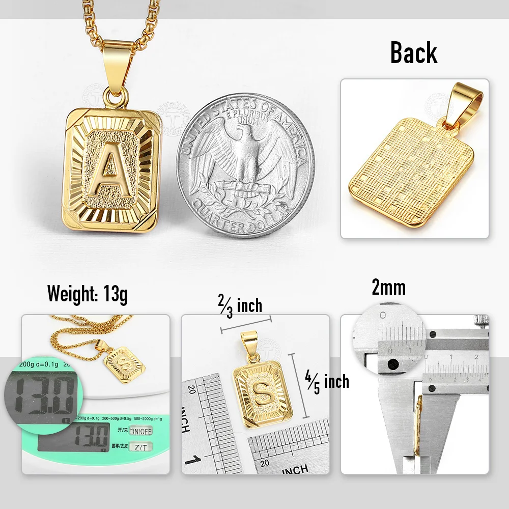 Initial Name Necklaces for Women Men Gold Color 26 Letters Pendant Box Chain Best Friend Personal Jewelry Dropshipping