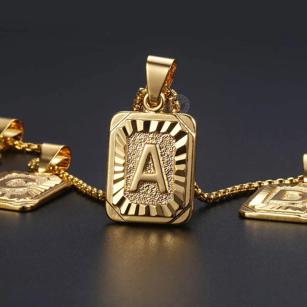 Initial Name Necklaces for Women Men Gold Color 26 Letters Pendant Box Chain Best Friend Personal Jewelry Dropshipping