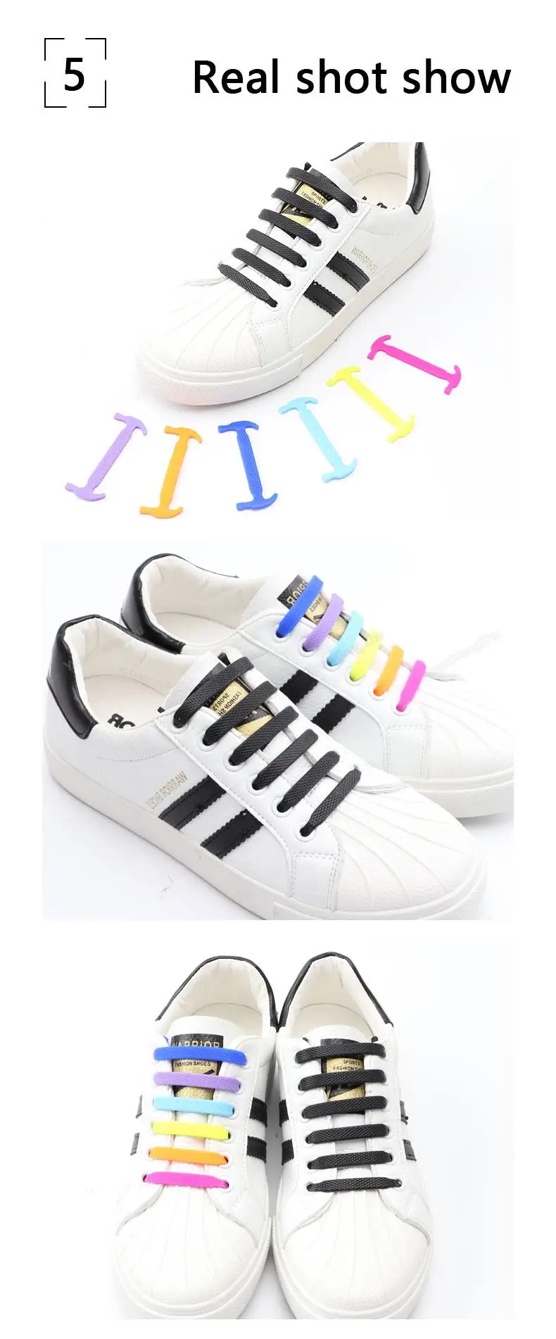 12Pcs Silicone Shoelaces for Shoes No Tie Shoe laces Elastic Laces Sneakers Kids Adult Rubber Shoelace One Size Fits All Shoes