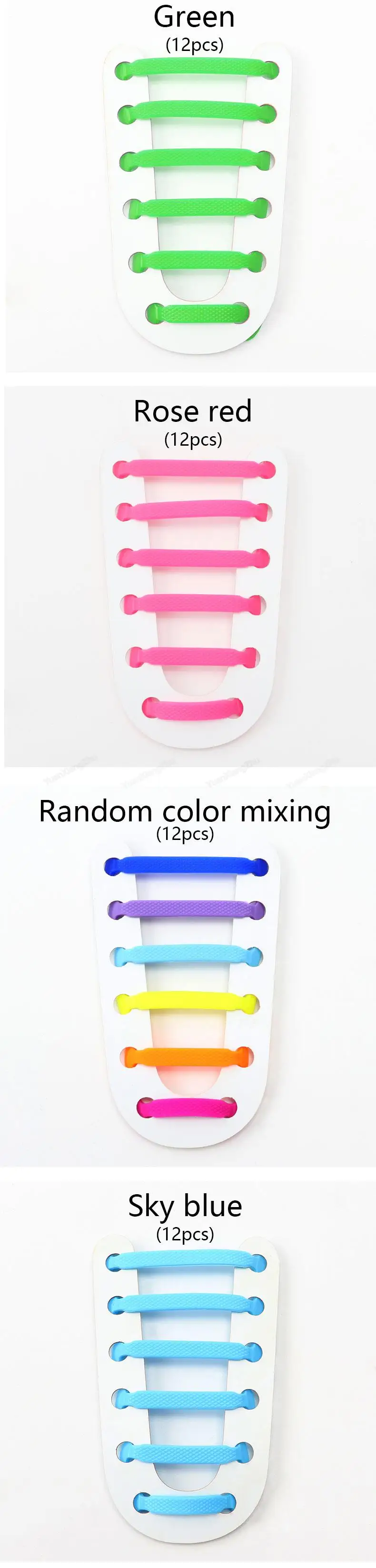 12Pcs Silicone Shoelaces for Shoes No Tie Shoe laces Elastic Laces Sneakers Kids Adult Rubber Shoelace One Size Fits All Shoes