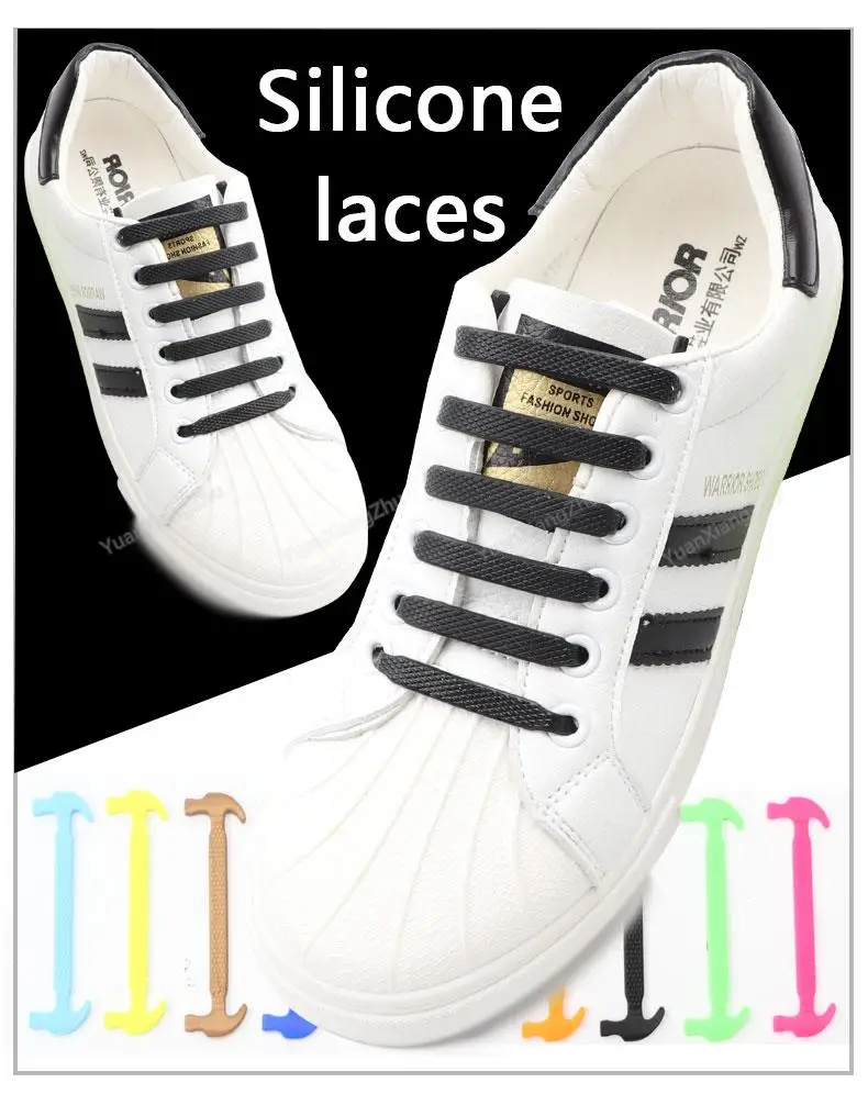12Pcs Silicone Shoelaces for Shoes No Tie Shoe laces Elastic Laces Sneakers Kids Adult Rubber Shoelace One Size Fits All Shoes