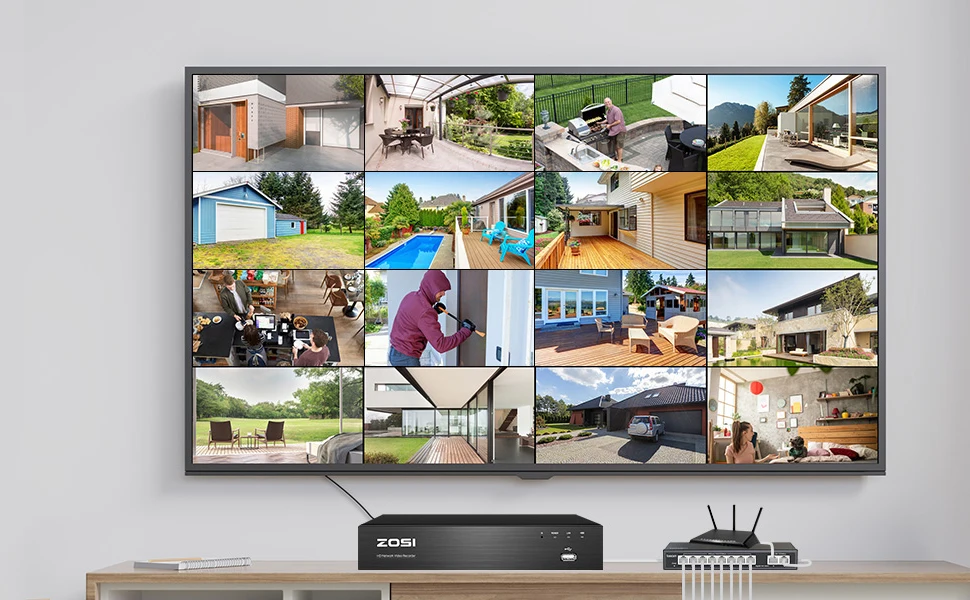 ZOSI 4K HD PoE NVR System 8CH/16CH H.265+ Video Surveillance Network Recorder Only for ZOSI 5MP 8MP PoE Cameras