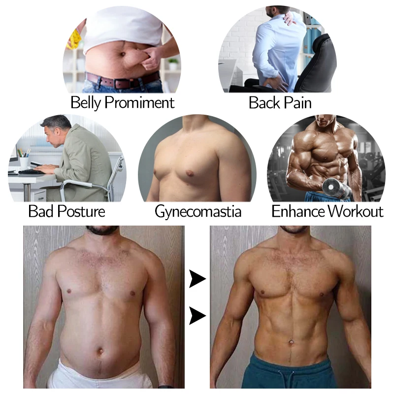 Mens Compression Vest Slimming Body Shaper Shirt Tummy Control Fitness Workout Tank Tops Abs Abdomen Undershirts with Hooks