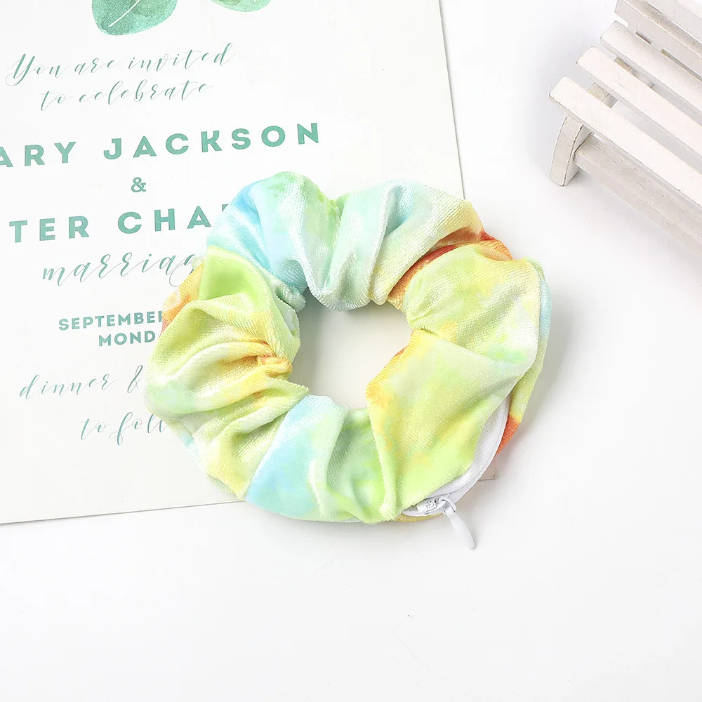 1PC Fashion New Velvet Pocket wallet Hair Scrunchies Retro Zipper Large Intestine Elastic Hair Band Hair Accessories Hot