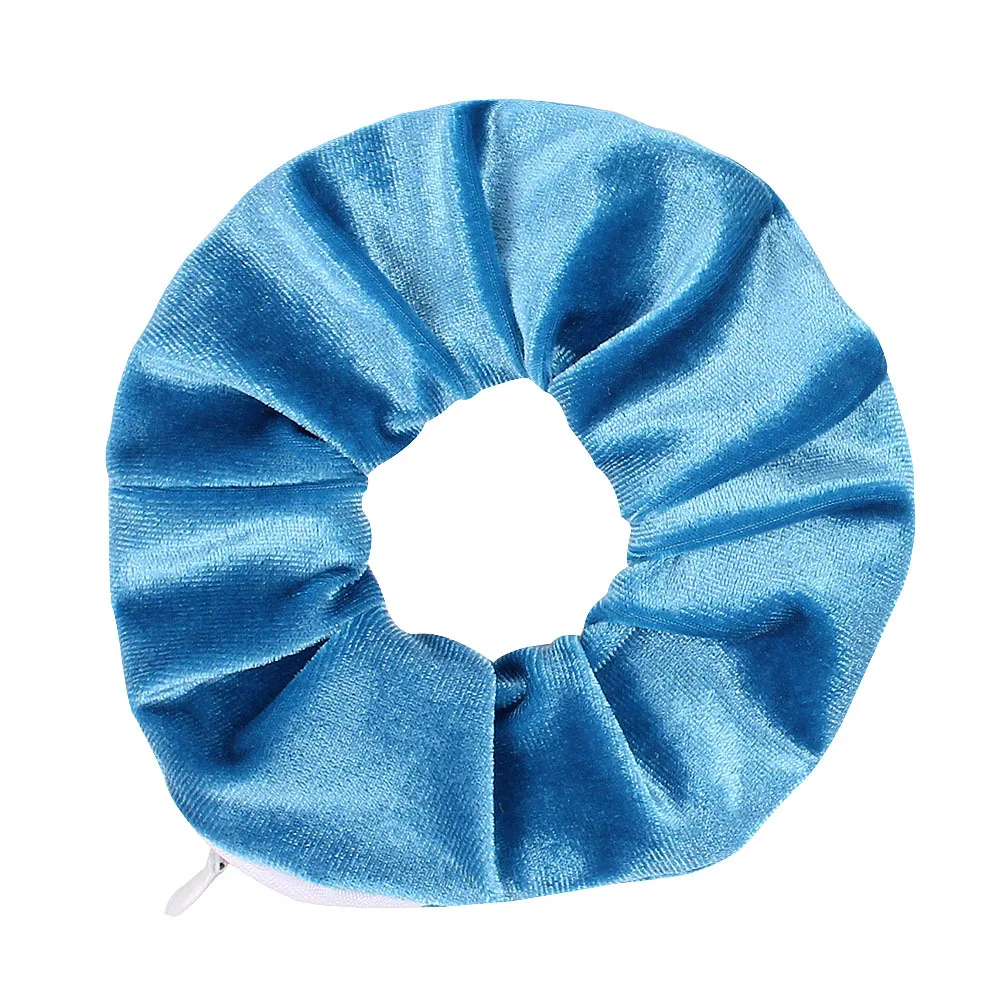1PC Fashion New Velvet Pocket wallet Hair Scrunchies Retro Zipper Large Intestine Elastic Hair Band Hair Accessories Hot
