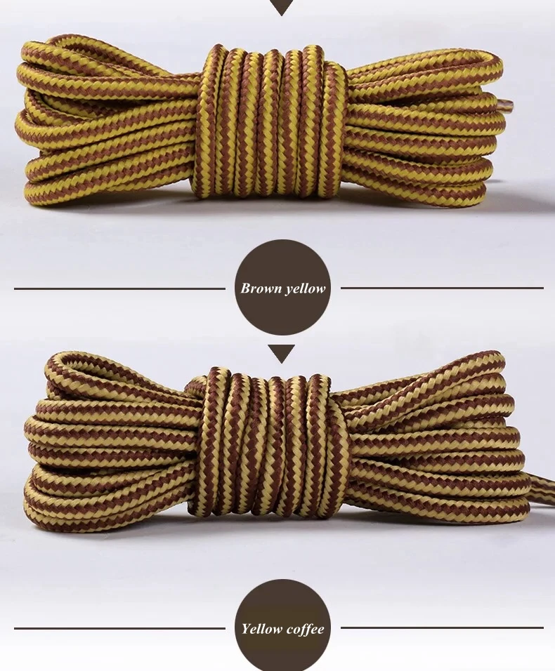 1Pair Striped Double Color Shoe laces Round Outdoor Sneakers Shoelaces Cotton Boots Shoelace 70CM 90CM 120CM 150CM 18 Colors