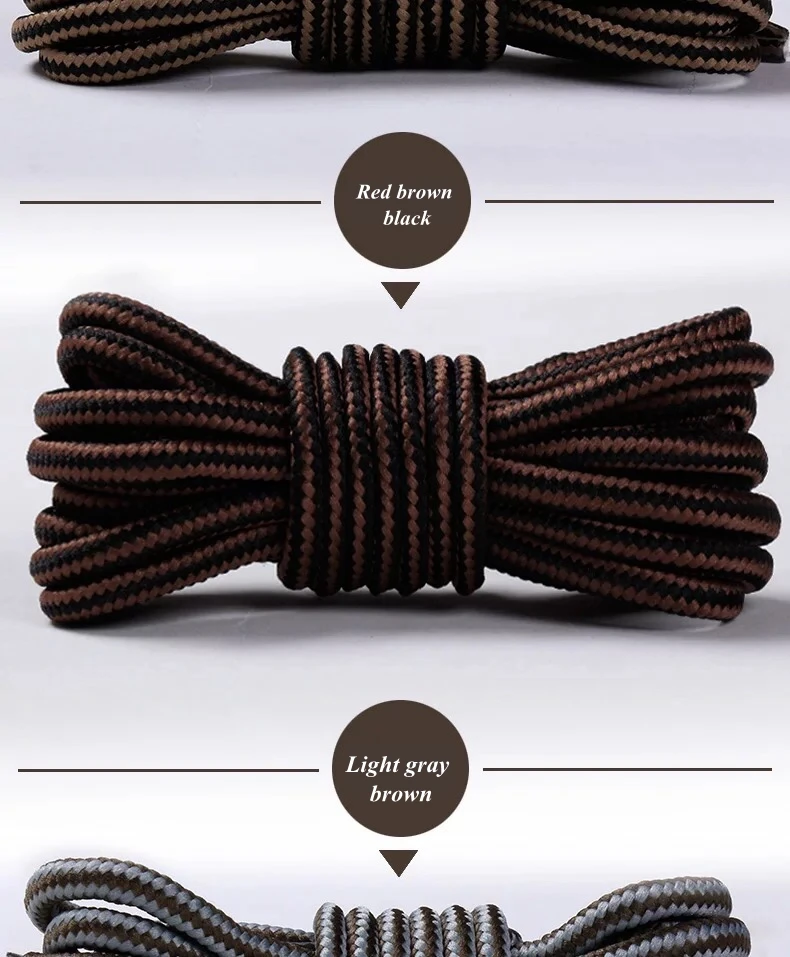 1Pair Striped Double Color Shoe laces Round Outdoor Sneakers Shoelaces Cotton Boots Shoelace 70CM 90CM 120CM 150CM 18 Colors