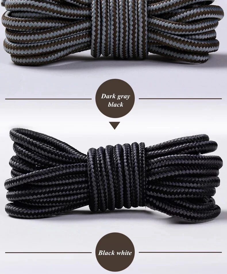 1Pair Striped Double Color Shoe laces Round Outdoor Sneakers Shoelaces Cotton Boots Shoelace 70CM 90CM 120CM 150CM 18 Colors