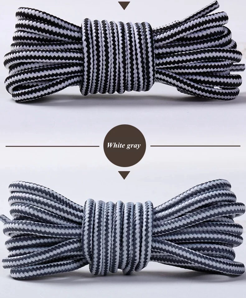 1Pair Striped Double Color Shoe laces Round Outdoor Sneakers Shoelaces Cotton Boots Shoelace 70CM 90CM 120CM 150CM 18 Colors