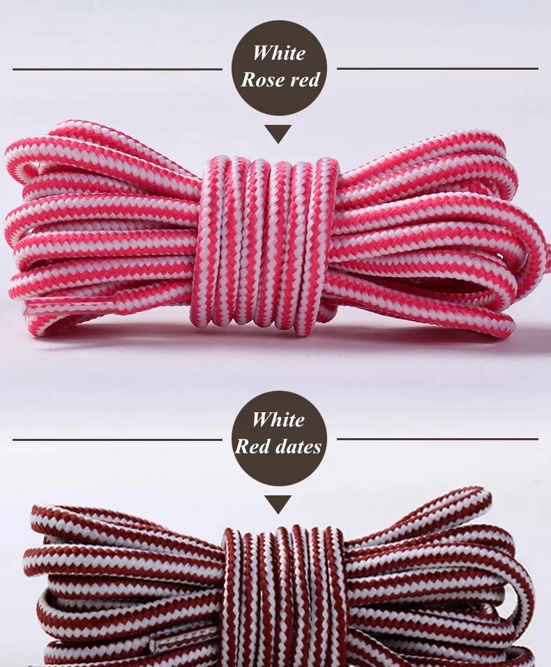 1Pair Striped Double Color Shoe laces Round Outdoor Sneakers Shoelaces Cotton Boots Shoelace 70CM 90CM 120CM 150CM 18 Colors