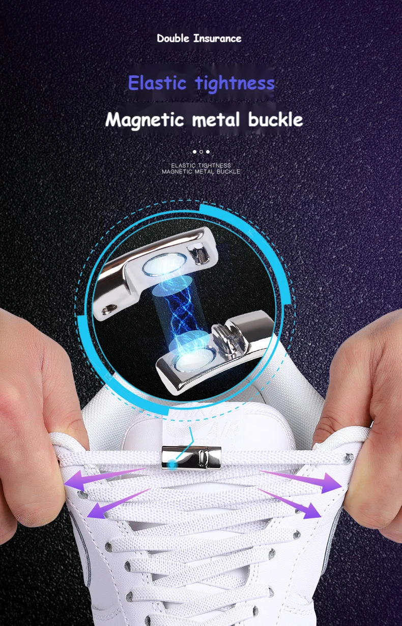 1Pair No Tie Shoe laces Magnetic Lock Shoelaces without ties Elastic Laces Sneakers Kids Adult Flat Quick Shoelace on magnets