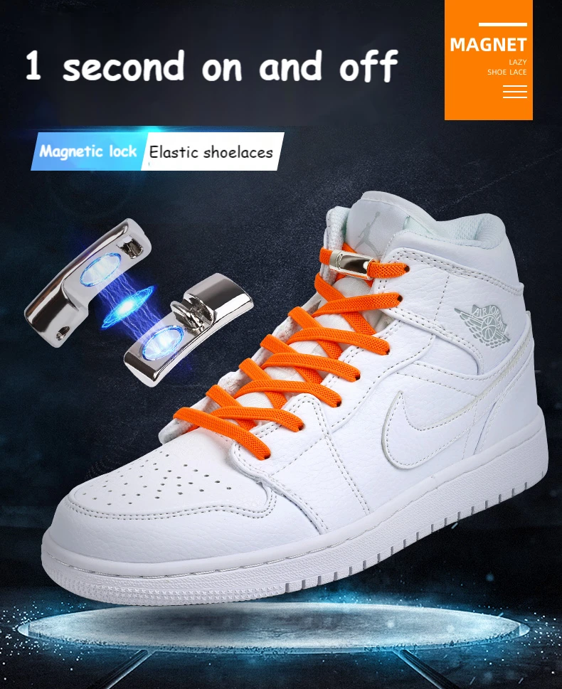 1Pair No Tie Shoe laces Magnetic Lock Shoelaces without ties Elastic Laces Sneakers Kids Adult Flat Quick Shoelace on magnets