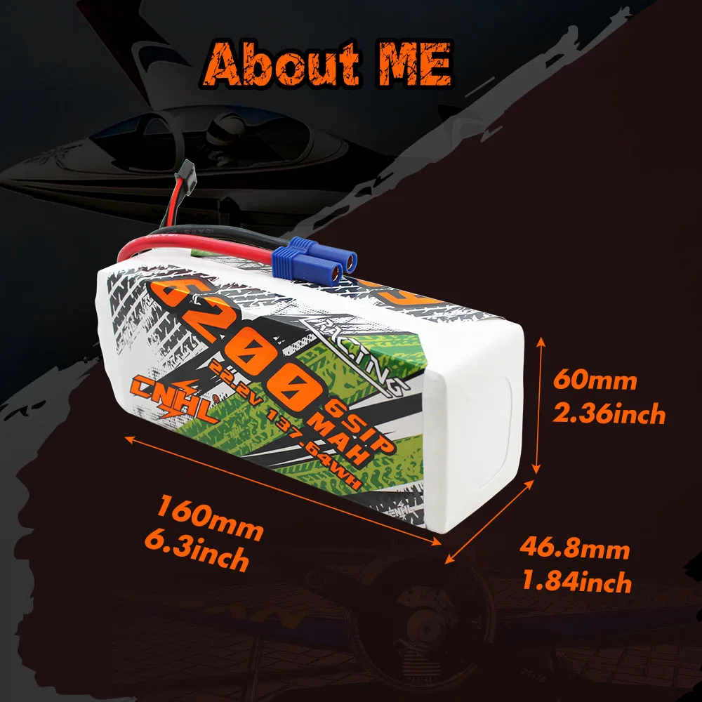 CNHL Lipo Battery 6S 22.2V 5200mAh 6200mA 9500mAh 90C With XT90 EC5 QS8 8mm Bullet Plug for Helicopter Airplane Car Truggy