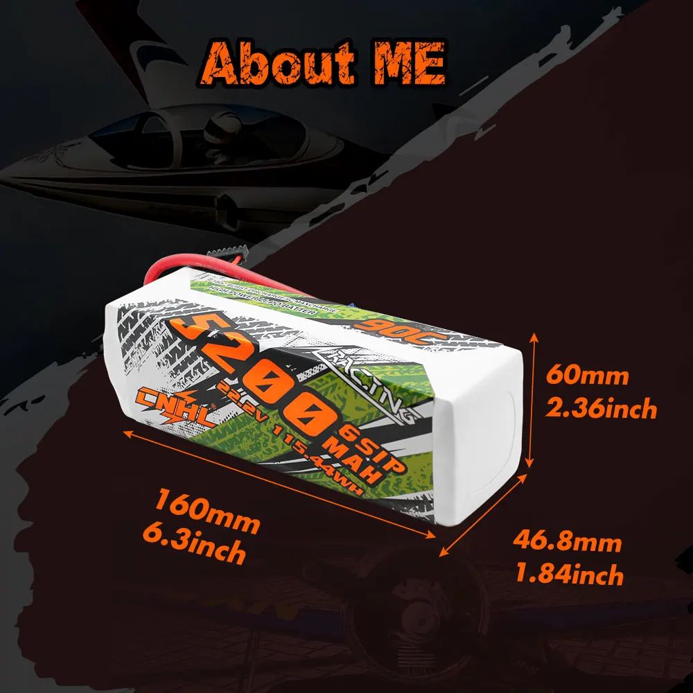 CNHL Lipo Battery 6S 22.2V 5200mAh 6200mA 9500mAh 90C With XT90 EC5 QS8 8mm Bullet Plug for Helicopter Airplane Car Truggy