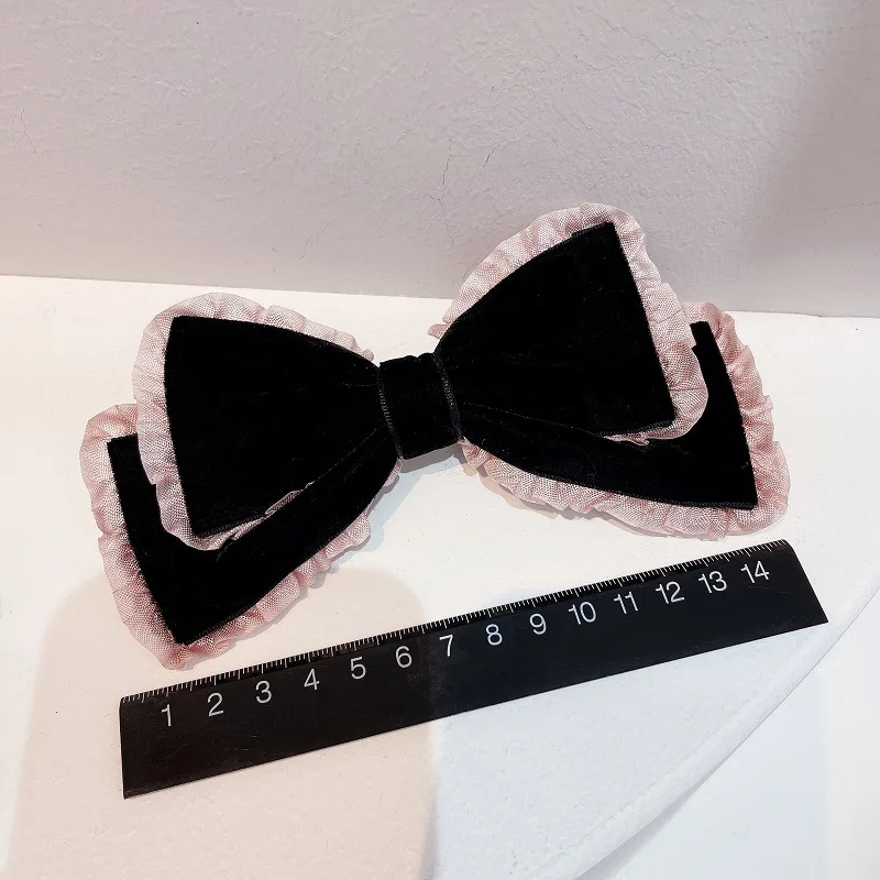 Vintage Velvet Lace Bow Hairpin for Women Girls Solid Ribbon Hair Clips Hair Ornament Winter Hair Grip Headwear Hair Accessories