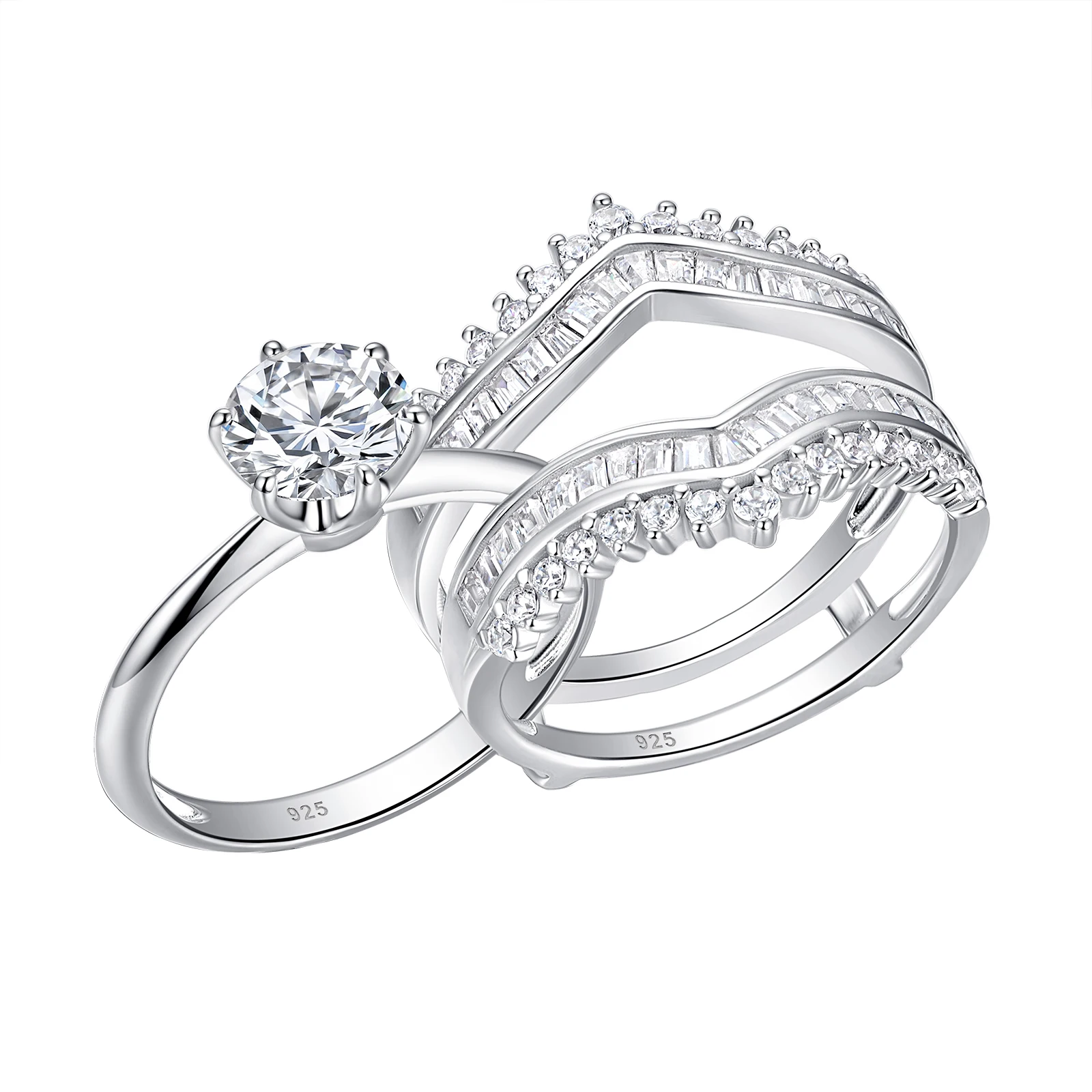 Newshe Grand Ring Enhancer for Women's Engagement Rings 925 Sterling Silver AAAAA Cz Wedding Band Bridal Jewelry Suprising Gift