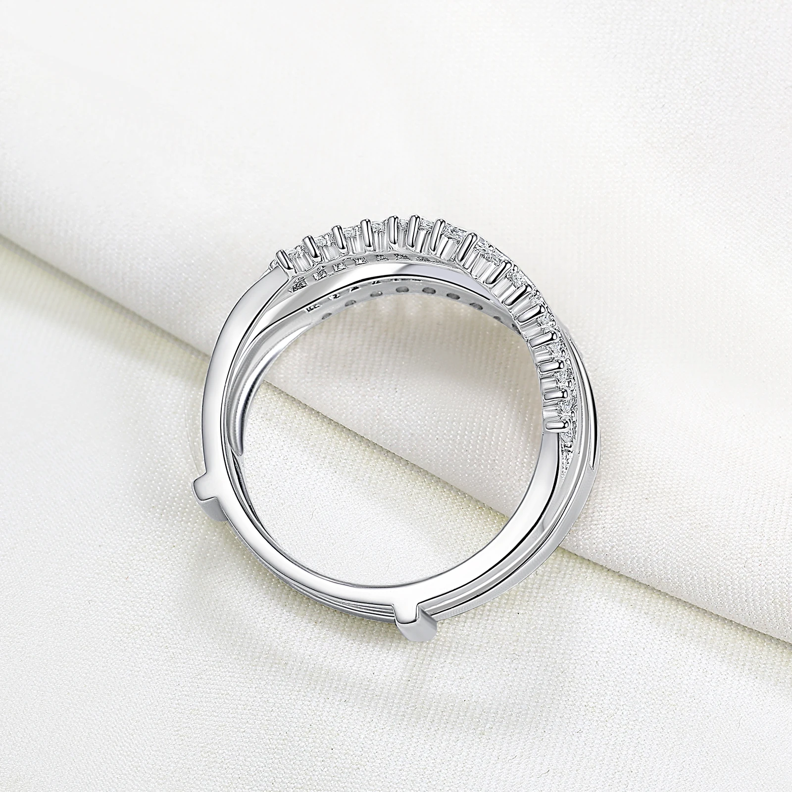 Newshe Grand Ring Enhancer for Women's Engagement Rings 925 Sterling Silver AAAAA Cz Wedding Band Bridal Jewelry Suprising Gift