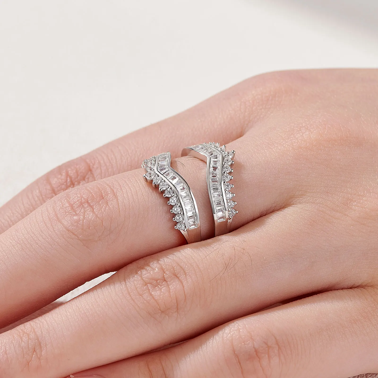 Newshe Grand Ring Enhancer for Women's Engagement Rings 925 Sterling Silver AAAAA Cz Wedding Band Bridal Jewelry Suprising Gift