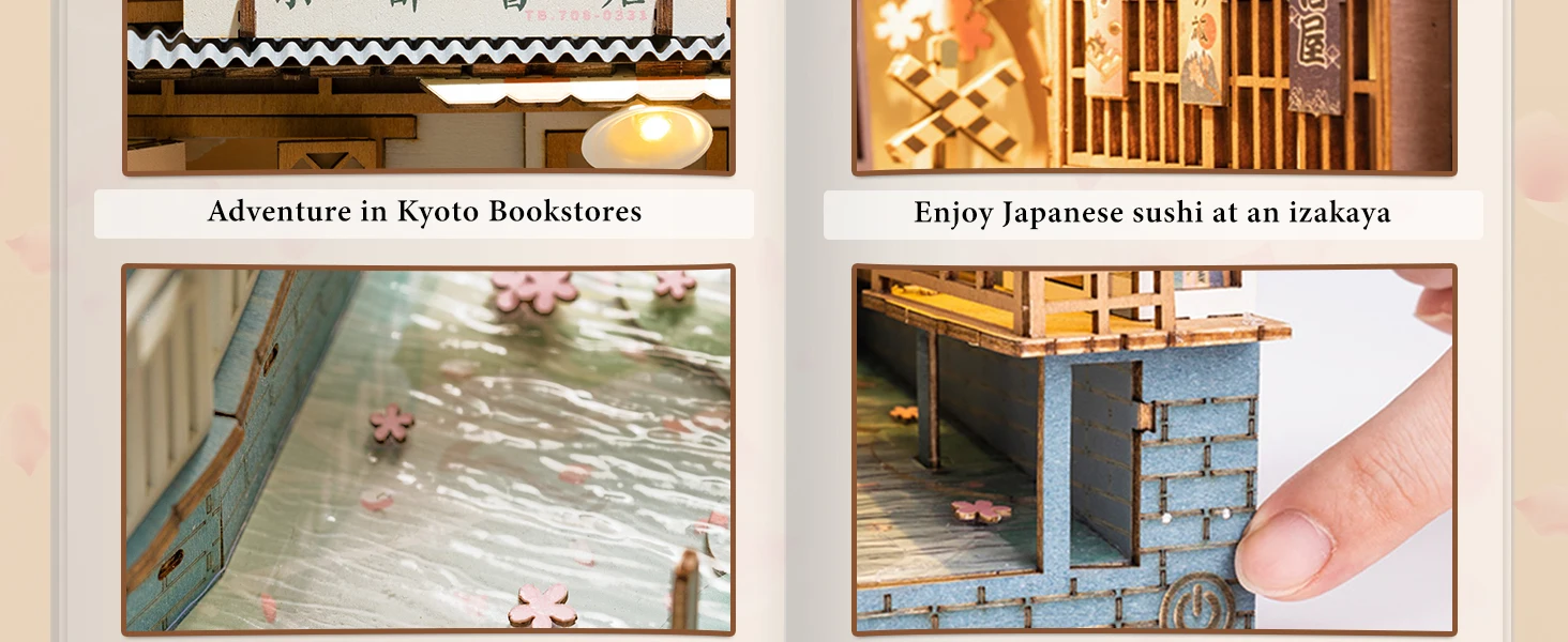 Rolife DIY Book Nook Wooden Miniature Doll House for Bookshelf Insert Furniture