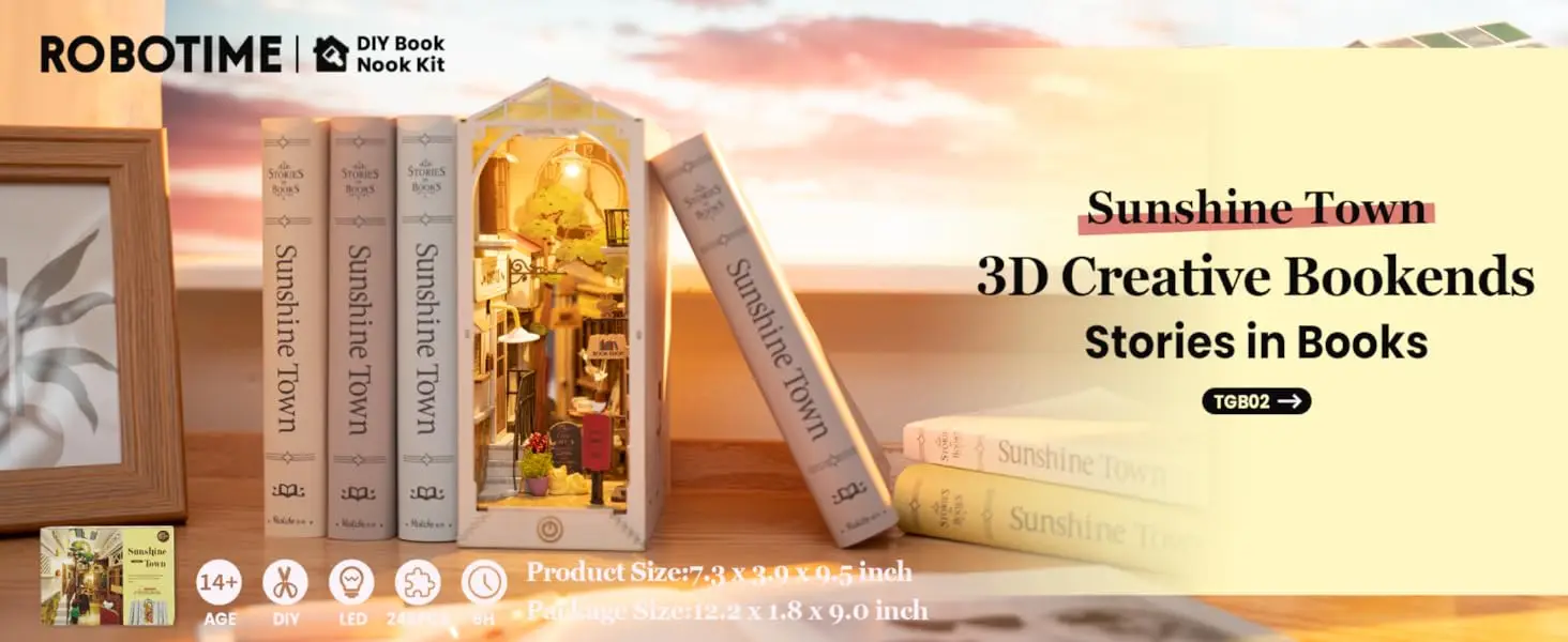 Rolife DIY Book Nook Wooden Miniature Doll House for Bookshelf Insert Furniture