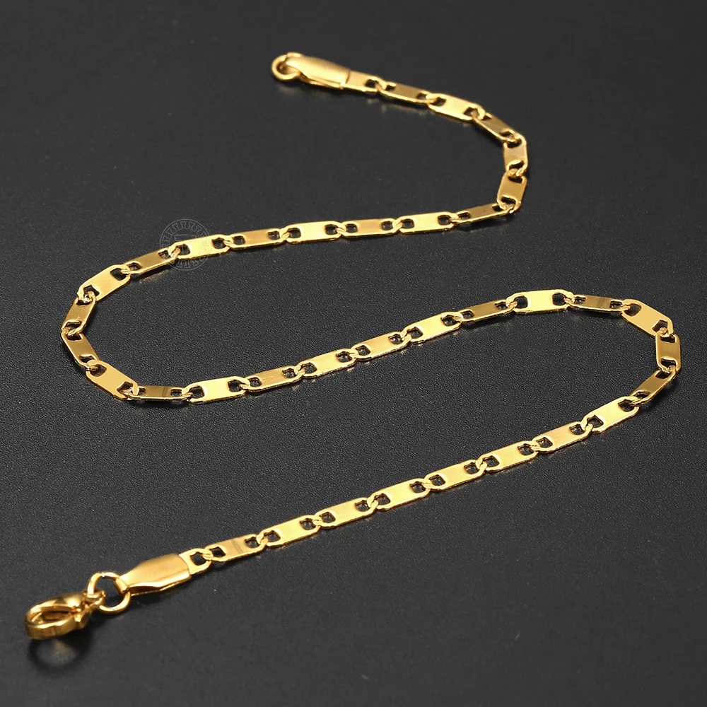 Minimalist Metal Anklets Women Gold Color Stainless Steel Figaro Rope Curb Link Leg Chain Basic Chic Lady Girl Jewelry 10inch