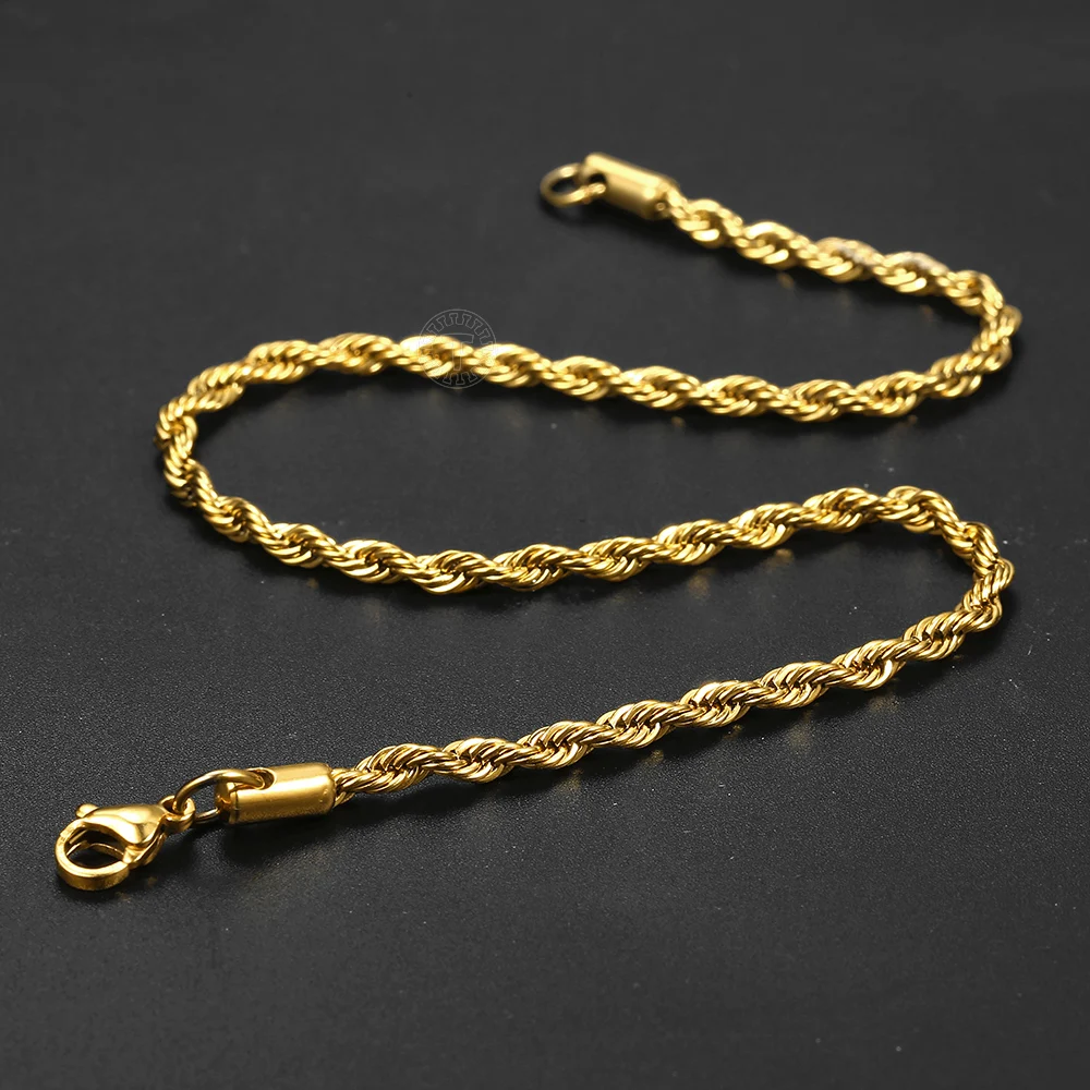 Minimalist Metal Anklets Women Gold Color Stainless Steel Figaro Rope Curb Link Leg Chain Basic Chic Lady Girl Jewelry 10inch