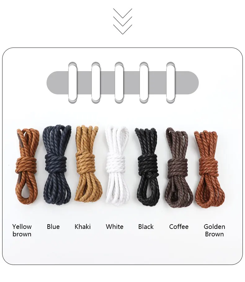 Leather Shoelaces Round Shoe laces Waterproof Waxed Cotton Shoelace Oxford Boots Laces for Shoes 60/80/100/120/140/180cm 1Pair