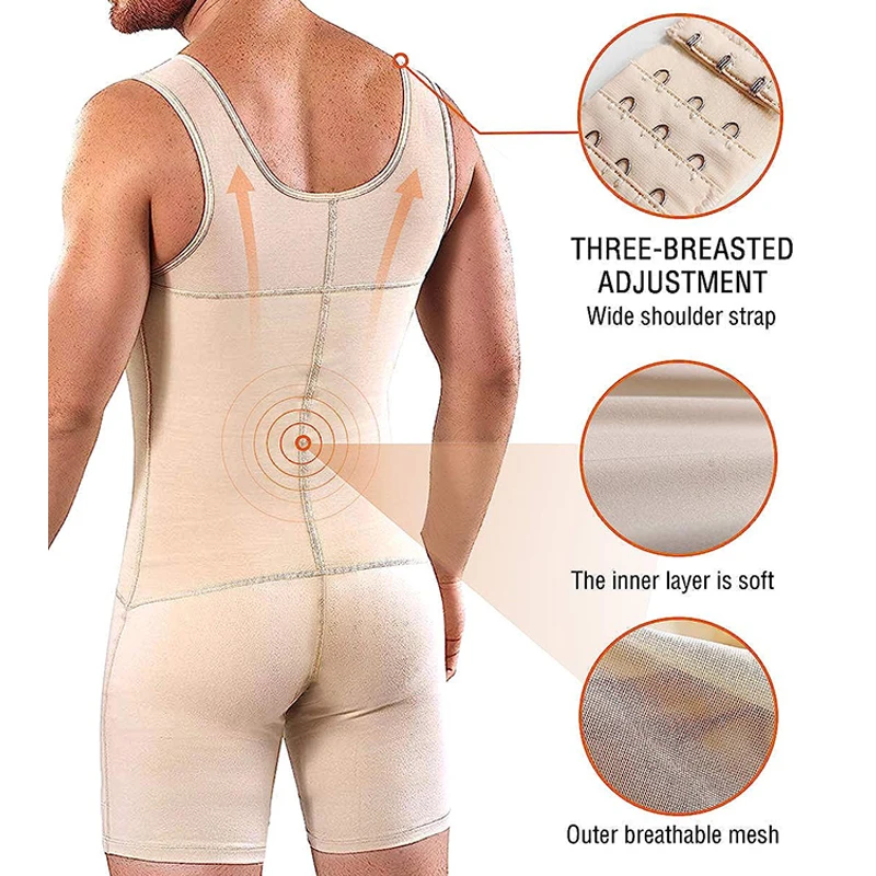 Slimming Bodysuit for Men Tummy Control Full Body Shaper Compress Abdomen Underwear Breathable Weight Loss Shapewear Plus Size