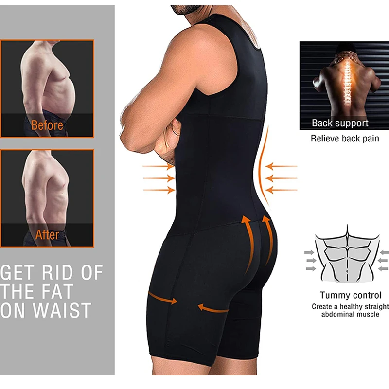 Slimming Bodysuit for Men Tummy Control Full Body Shaper Compress Abdomen Underwear Breathable Weight Loss Shapewear Plus Size