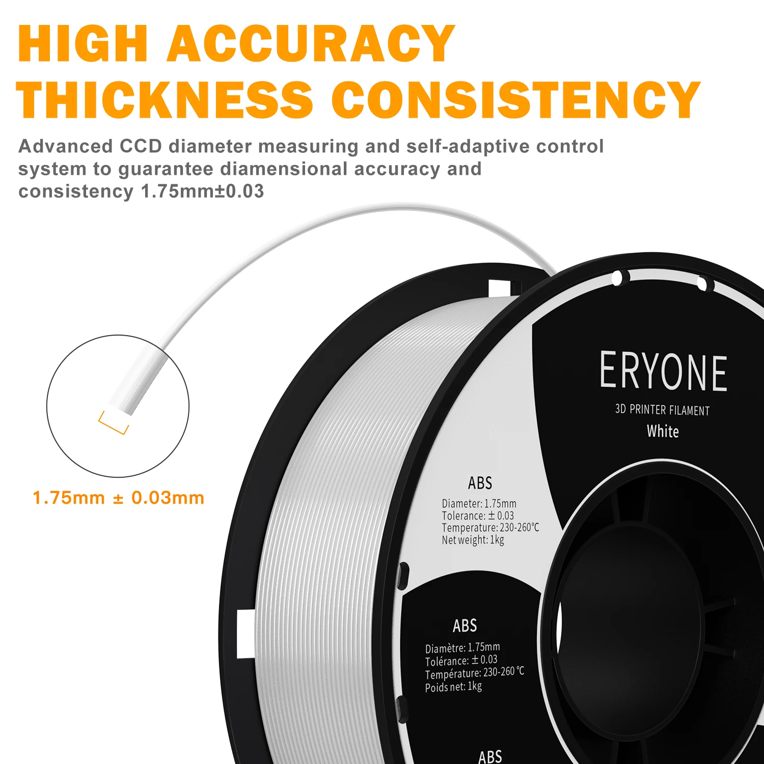 ERYONE Promotion New Arrival 1KG ASA 1.75mm 3D Printing Filament 1KG For 3D FDM Printer Fast Shipping