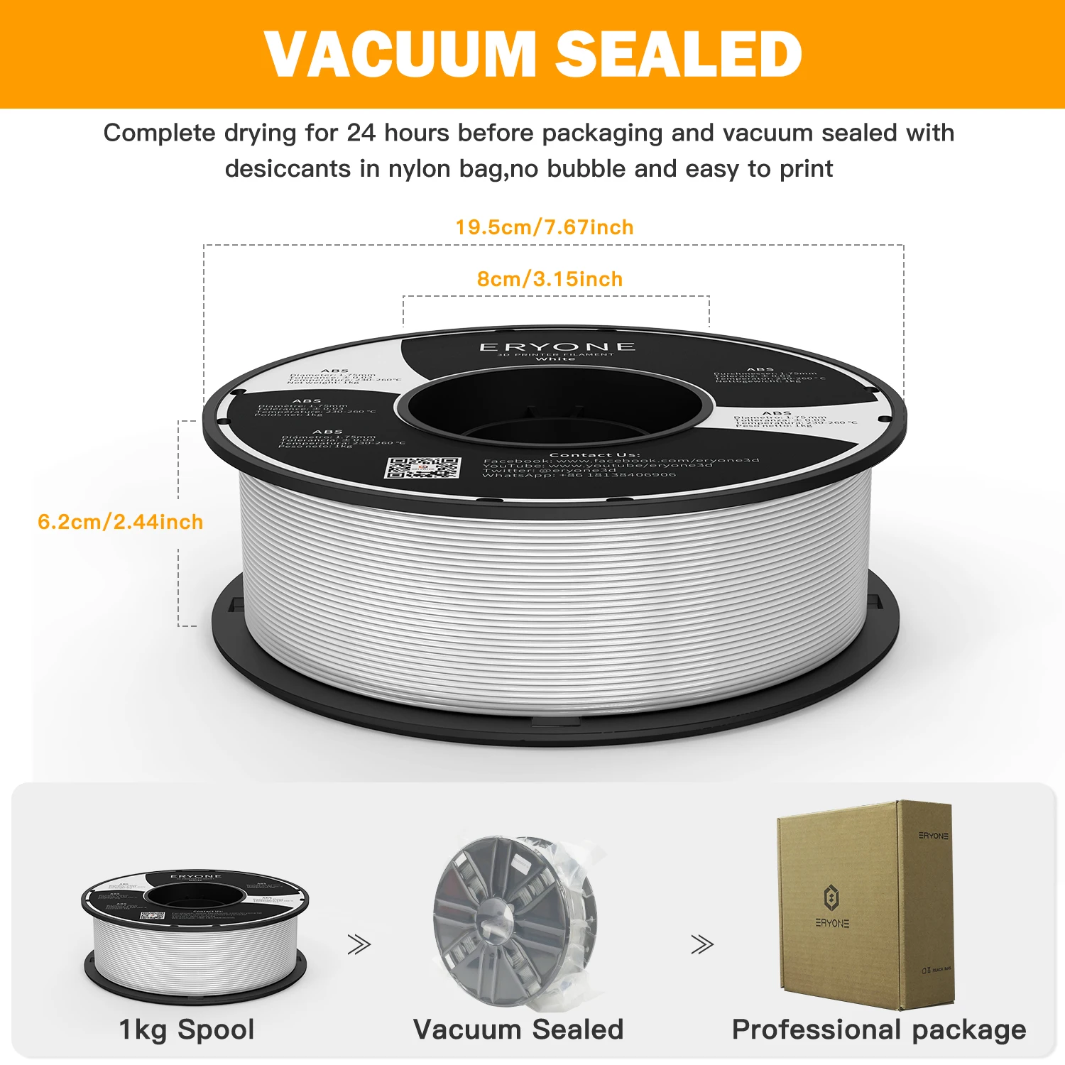 ERYONE Promotion New Arrival 1KG ASA 1.75mm 3D Printing Filament 1KG For 3D FDM Printer Fast Shipping