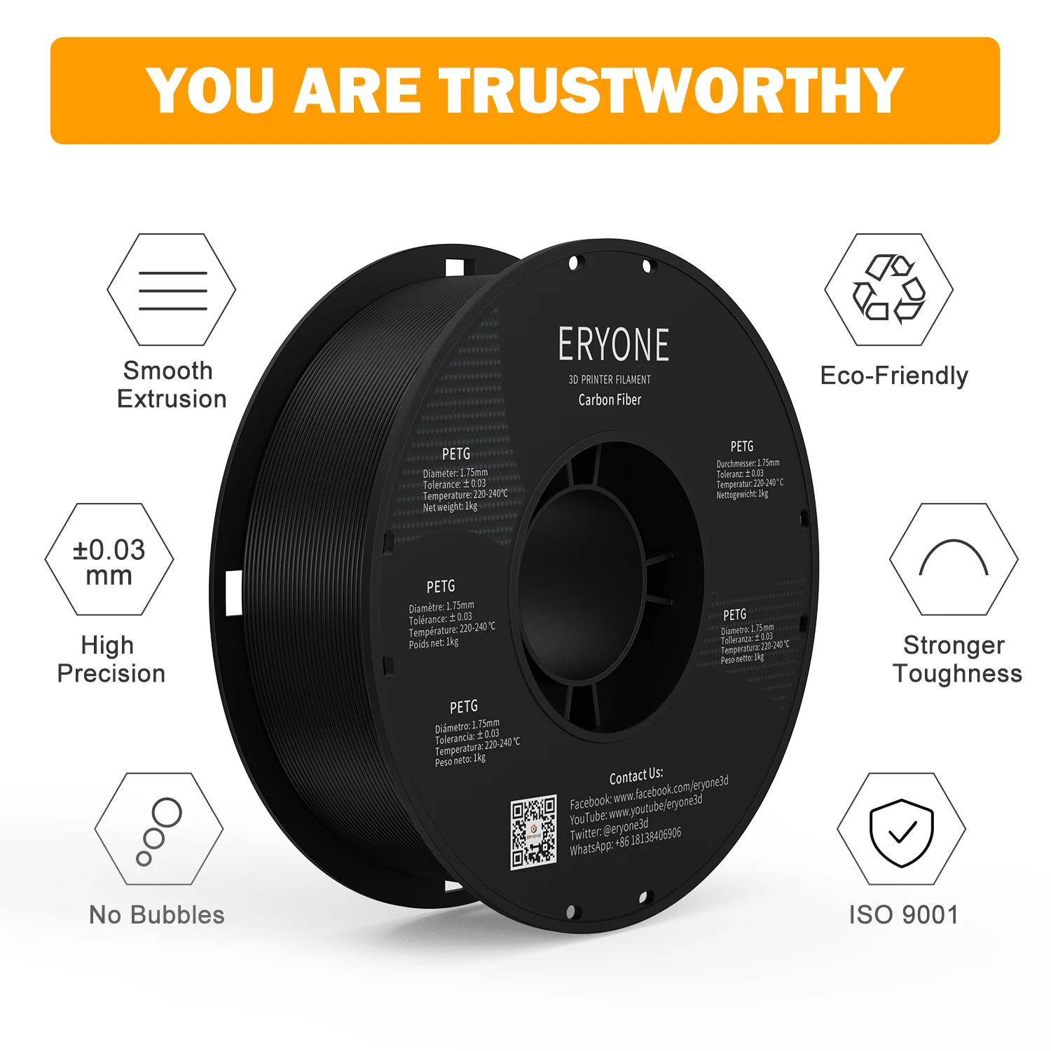 ERYONE Promotion New Arrival 1KG ASA 1.75mm 3D Printing Filament 1KG For 3D FDM Printer Fast Shipping
