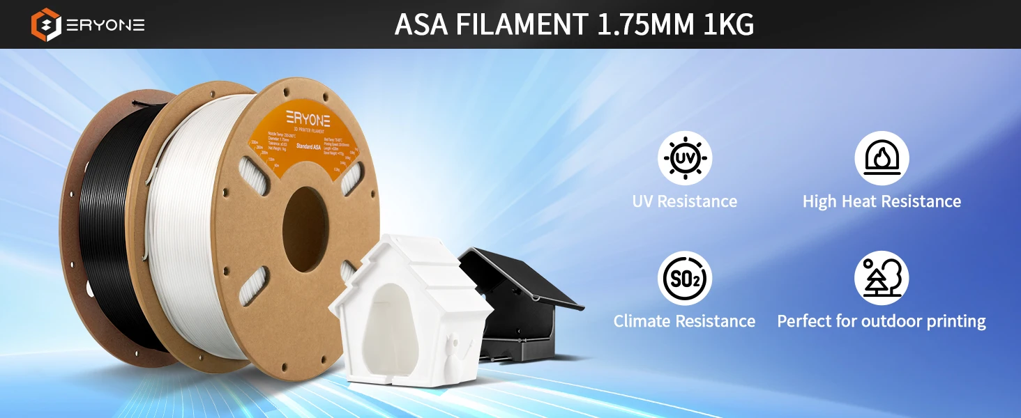 ERYONE Promotion New Arrival 1KG ASA 1.75mm 3D Printing Filament 1KG For 3D FDM Printer Fast Shipping